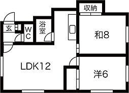 コーポまるとみ 2LDKの間取図画像