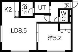 ラ・ガーレ麻生 1LDKの間取図画像