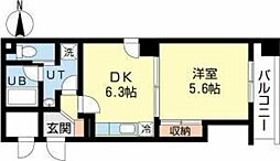 プロシード環状通東 1DKの間取図画像