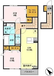 ゴールドパストラル　VII 2階2LDKの間取り