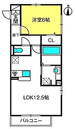 ＣＲＥＡ　ＬＡＫＥ 2階1LDKの間取り