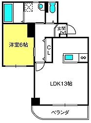 ナカムラビルヂング 1LDKの間取図画像