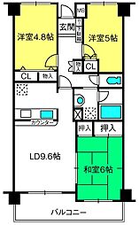 ベルメゾン北越谷 3LDKの間取図画像