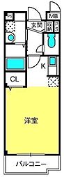 プリムローズ2 ワンルームの間取図画像
