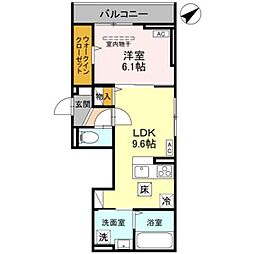 越谷市東柳田町アパート 1LDKの間取図画像