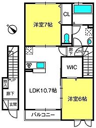 メゾンフォーレ 2LDKの間取図画像