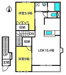 ポラリス弐番館 2LDKの間取図画像