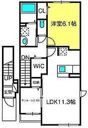 サンシェール 1LDKの間取図画像