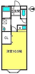 プラザヒルトップ ワンルームの間取図画像