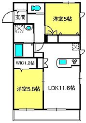 MaisondeLUPO 2LDKの間取図画像