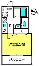 Cassolo北越谷I 1Kの間取図画像