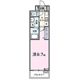 メゾンド トレーフル 1Kの間取図画像