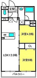WSRESIDENCE 2LDKの間取図画像