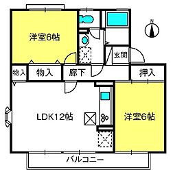 パラシオン中尾5 2LDKの間取図画像