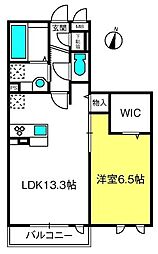 ウィステリア 1LDKの間取図画像