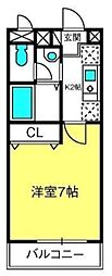 グランディール 1Kの間取図画像