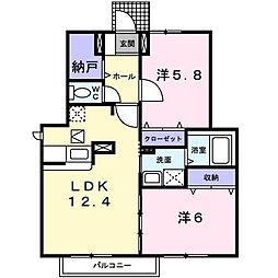ウォーム郡山 2LDKの間取図画像