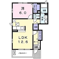 モデッサ雅2 1LDKの間取図画像