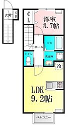 仙台市太白区西の平2丁目アパート 1LDKの間取図画像