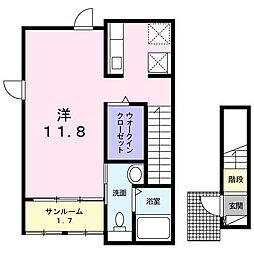 カーサ・フィオーレ ワンルームの間取図画像