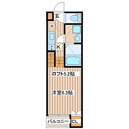 Abelia 1Kの間取図画像