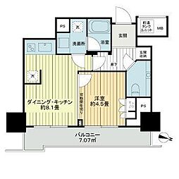 ザ・ライオンズ定禅寺タワー 1DKの間取図画像