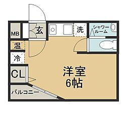 エレガンス宮町 ワンルームの間取図画像
