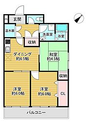 レジデンスサンシャイン米ヶ袋 3DKの間取図画像