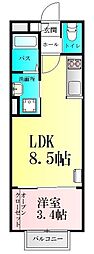 サニーライフ黒松 1LDKの間取図画像