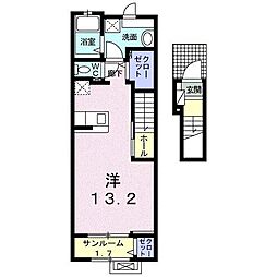グランカーサドゥ 1Kの間取図画像