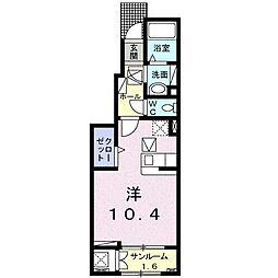 グランカーサドゥ ワンルームの間取図画像