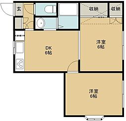 コーラル館 2DKの間取図画像