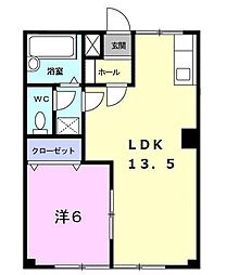 ドミール東仙台 1LDKの間取図画像