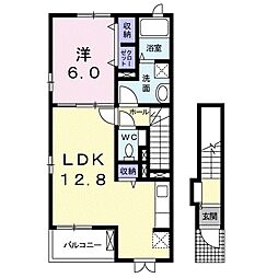 ル・レーブK 1LDKの間取図画像
