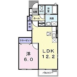 フォレスト舘A 1LDKの間取図画像