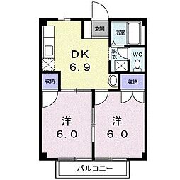 コーポ川嶋2 2DKの間取図画像
