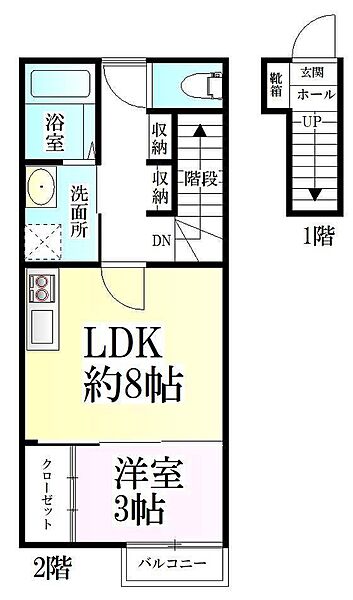 シルバーフォレスト ｜宮城県仙台市宮城野区清水沼 1丁目(賃貸アパート1LDK・2階・34.30㎡)の写真 その2