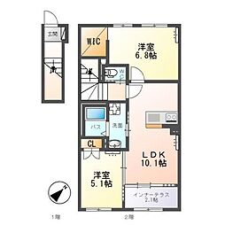 ラヴェルナ 2階2LDKの間取り