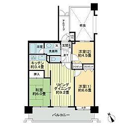 ライオンズガーデン泉中央 8階3LDKの間取り
