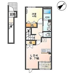 Oasis（オアシス） 2階1LDKの間取り