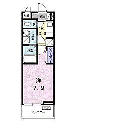 プラシード 2階1Kの間取り