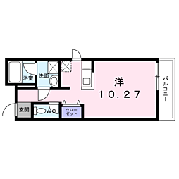 ティアラグレイス 2階ワンルームの間取り
