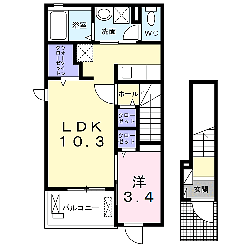 ベニール　T 201｜静岡県静岡市清水区木の下町(賃貸アパート1LDK・2階・37.63㎡)の写真 その3