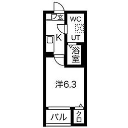 名鉄瀬戸線 守山自衛隊前駅 徒歩5分の賃貸アパート 2階1Kの間取り