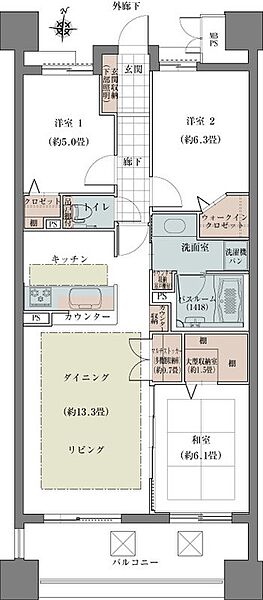 愛知県名古屋市中区丸の内３丁目(賃貸マンション3LDK・6階・77.03㎡)の写真 その2