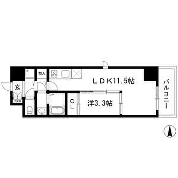 愛知県名古屋市東区相生町(賃貸マンション1LDK・5階・38.34㎡)の写真 その2