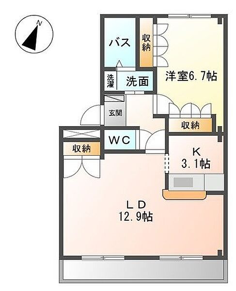 愛知県名古屋市西区円明町(賃貸アパート1LDK・3階・51.82㎡)の写真 その2