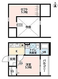 Ciel Bleu 志賀本通 2階1Kの間取り