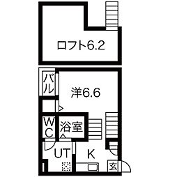 名鉄瀬戸線 尼ケ坂駅 徒歩6分の賃貸アパート 1階1Kの間取り