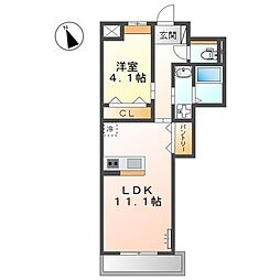 名古屋市営上飯田線 上飯田駅 徒歩14分の賃貸アパート 3階1LDKの間取り